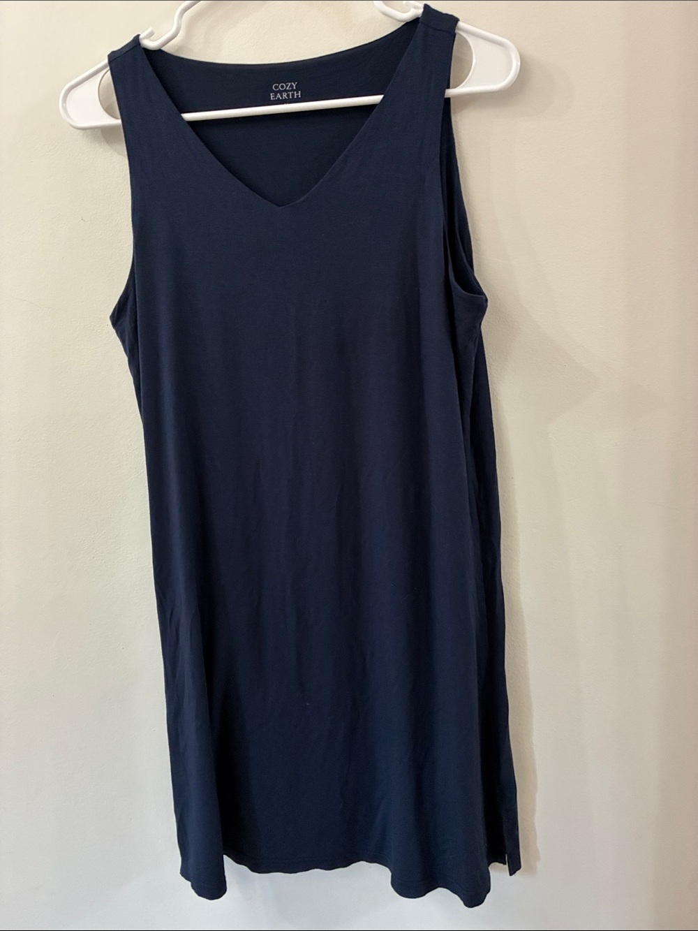 Cozy Earth Navy V-Neck Tank lounge Dress - navy blue - medium